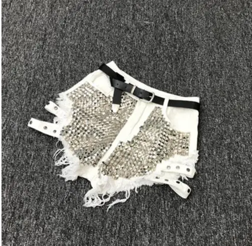 

Rivet Denim Shorts 2019 Summer Spring Women High Waist Loose Tassel Jeans Shorts