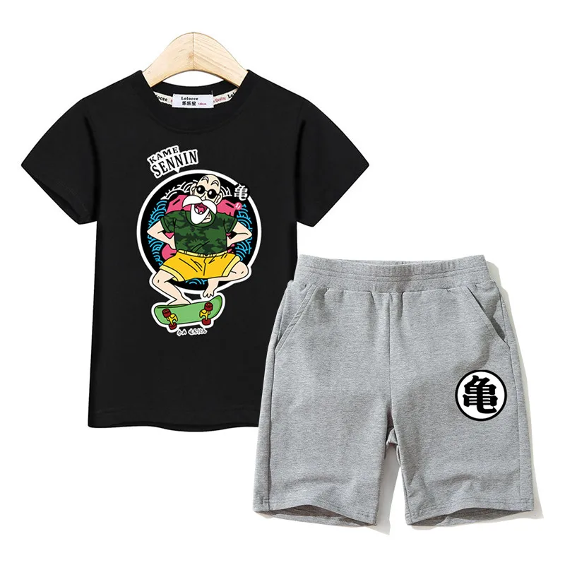 Kids costume boys summer clothing Master Roshi t-shirt shorts 2pc suits clothes cartoon children outfit tees+ pants sets | Детская
