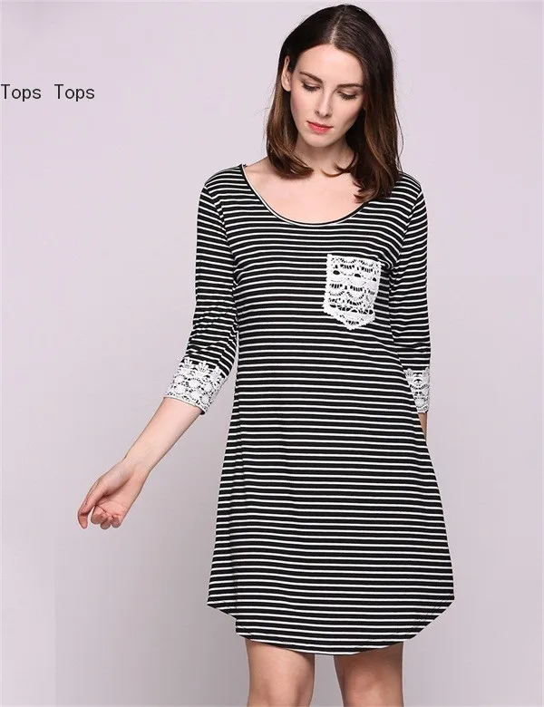 FANALA Женские Летние Dress 2017 Пляж Платья Кружева Лоскутная 3/4 Рукав О-Образным