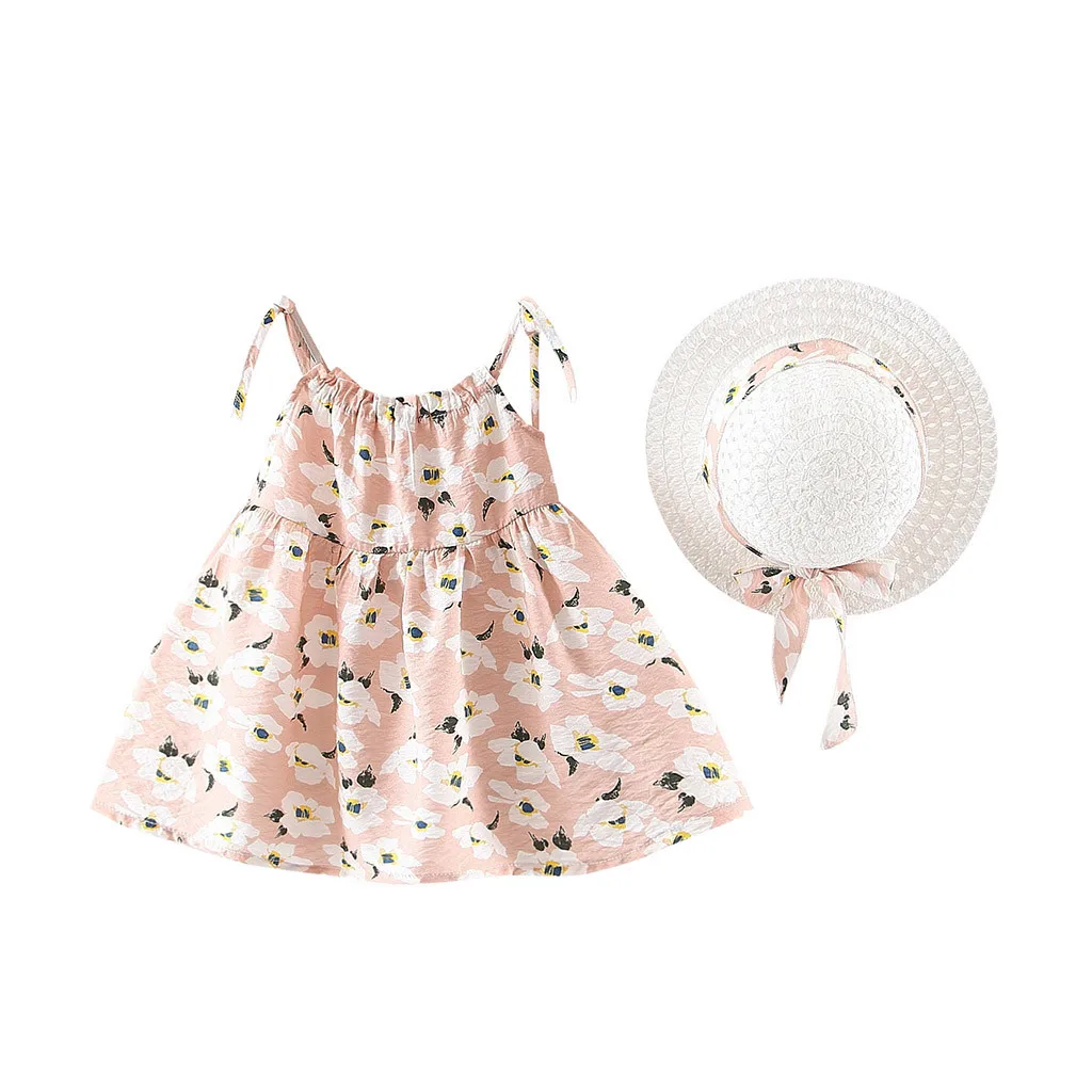 Платье с цветочным принтом для маленьких девочек платье без рукавов бантом и