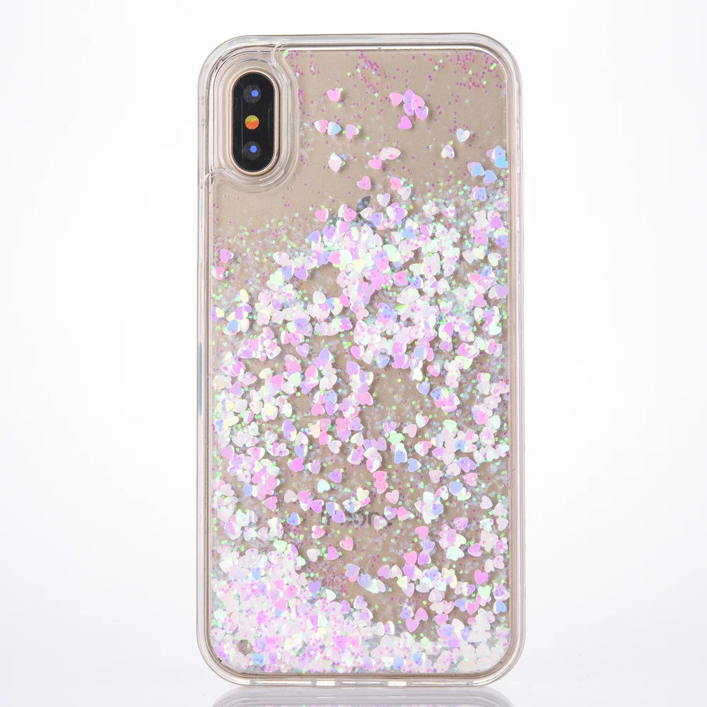 Жидкий жесткий пластиковый чехол с сердечком + мягкий из ТПУ для Iphone XS MAX XR X 8 7 6 6S
