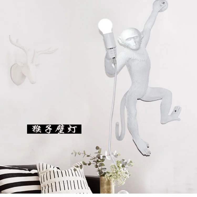 Modern creative design Resin Monkey Loft Vintage Hemp Rope Pendant Light for Home Lighting Bar Cafe Retro Hanging lamp | Лампы и