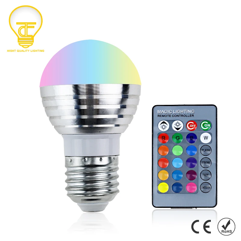 E27 E14 RGB светодиодный лампы 16 Цвет Сменные Spotlight AC85-265V затемнения Новинка Праздник