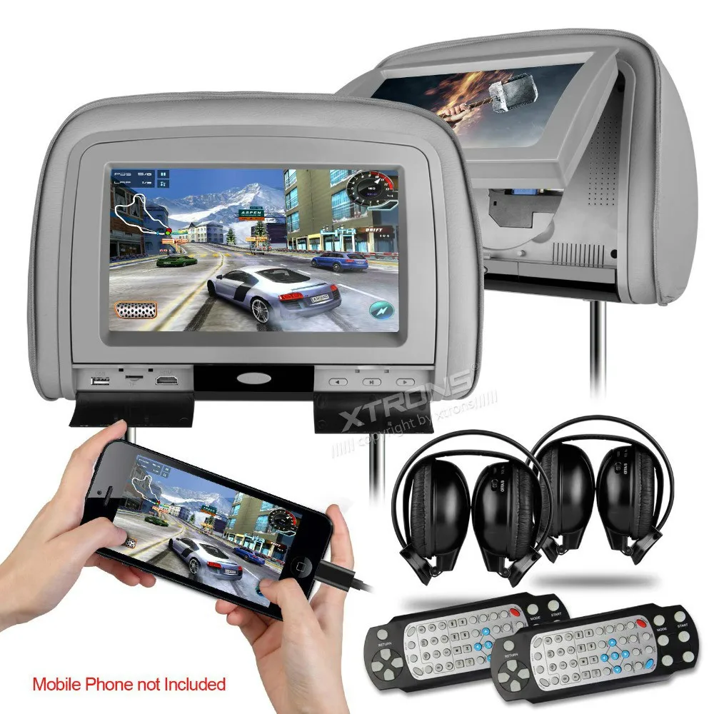 DVD плеер XTRONS серый с 2 ИК наушниками 8 бит и 32 бит|headrest dvd player|headrest car playercar headrest player |