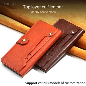 Genuine Leather Flip case For Samsung S8 Litchi texture rotate external Card Slots Magnetic buckle Wallet Style holster