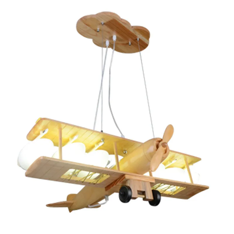 

Star wish wooden Pendant Lights modern Aircraft model led lights for children bedroom boy room hunging lamp 110v 220v