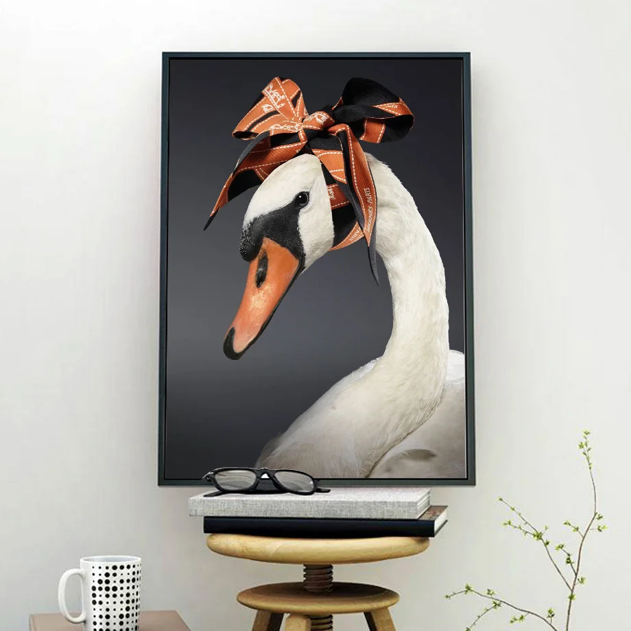 Nordic Minimalism White Swan Wall Art Canvas Painting Posters And Prints Animals Pictures For Living Room Decor | Дом и сад