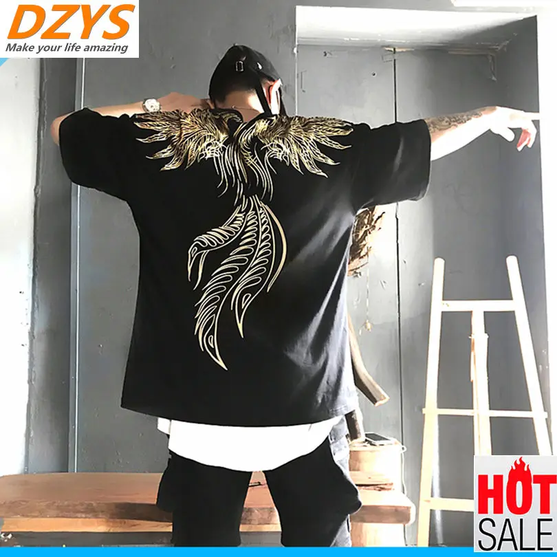 

2018 INS Super fire with the national Tide New Phoenix wing short sleeve male and female couples loose hip hop DZYS-CX T shirt