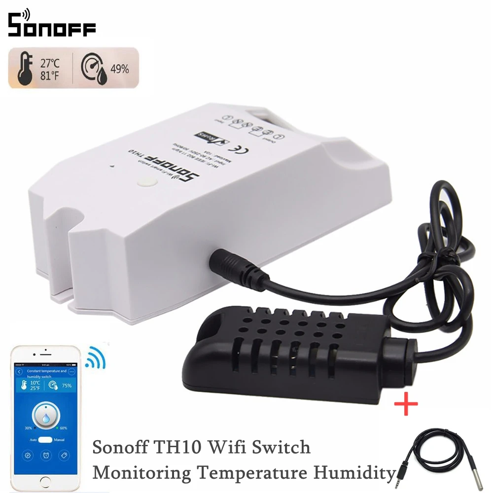 Смарт переключатель Sonoff TH10 для умного дома WiFi контроль температуры влажности Wi Fi