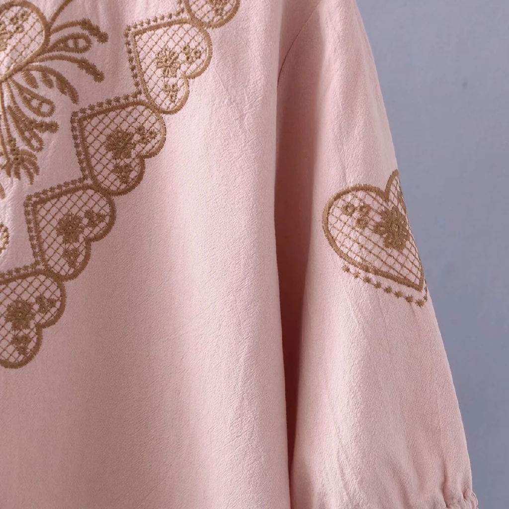 

Plus Size Office Lady Tshirt Casual Women Half Sleeve Cotton Tee Embroidery Tops