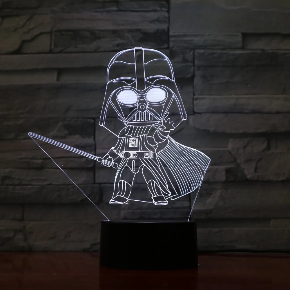 Звездные войны черный воин 3D ночник креативная электрическая иллюзия 3d