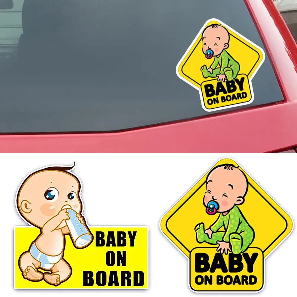 Car Sticker Lovely Cartoon Baby On Board Pattern Reflective Warning Waterproof Beautiful Graphic Decoration | Автомобили и