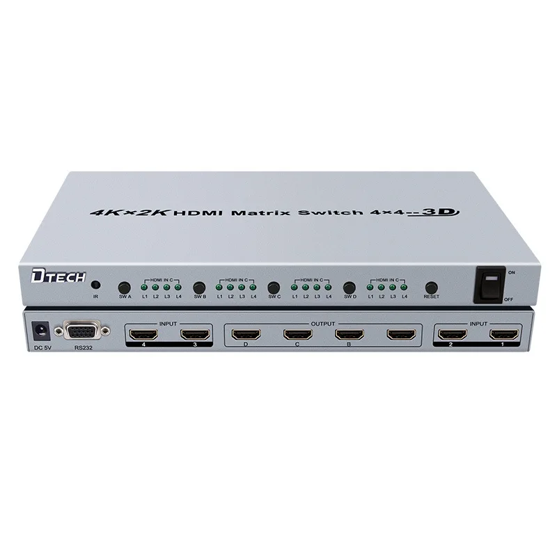 DT 7444 HDMI матричный коммутатор 4 в out HDMI4K ultra HD матрица переключатель 3D| |