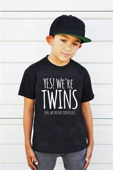 

Yes We Are Twins Letter Print Baby Boys T Shirt Summer New Children Kids Boy's Shorts Sleeve Clothes Boys Tops Tees Fashion