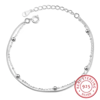 new 925 sterling silver double layer bracelet bangle adjustable mujer charm bracelet for women bridal wedding fine jewelry