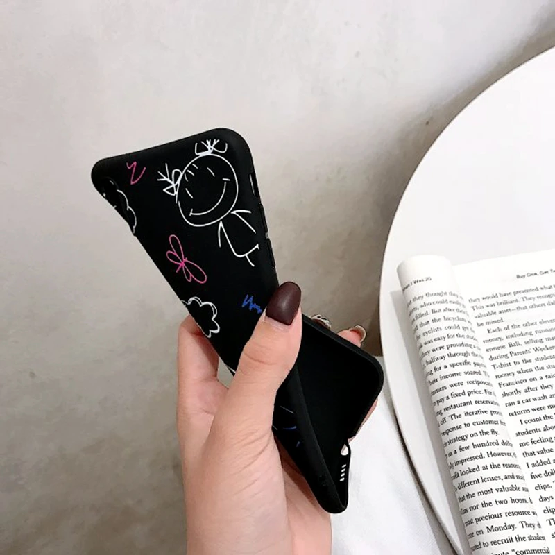 For Huawei Enjoy 8 Case Fashion Cute Cartoon Graffiti Solid Color TPU Silicone Back Cover Frosted Matte Soft |