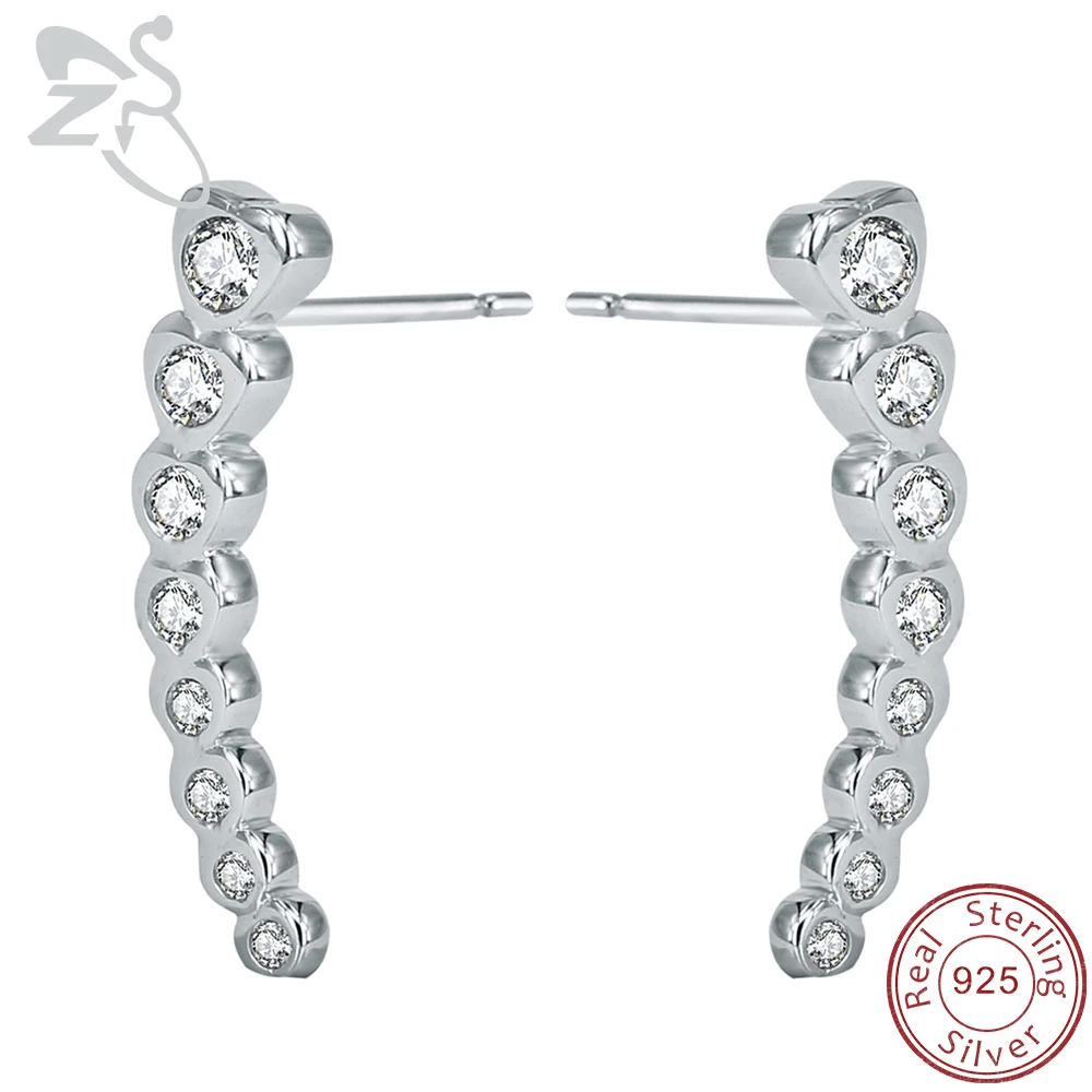 Женские серьги гвоздики из серебра 925 пробы с фианитами|silver ear studs|zirconia studsear studs |
