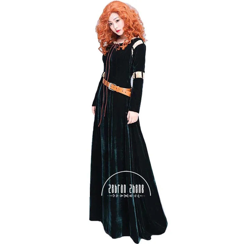 Принцесса Мерида взрослый Косплей Костюм Платье для Хэллоуина вечерние костюмы