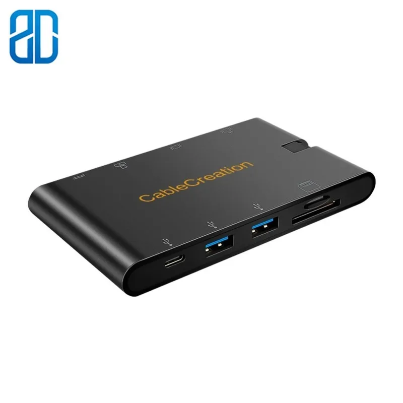 USB Тип C к HDMI 4K + VGA 3 0 гигабитный RJ45 Ethernet кардридер стандартный адаптер для зарядки
