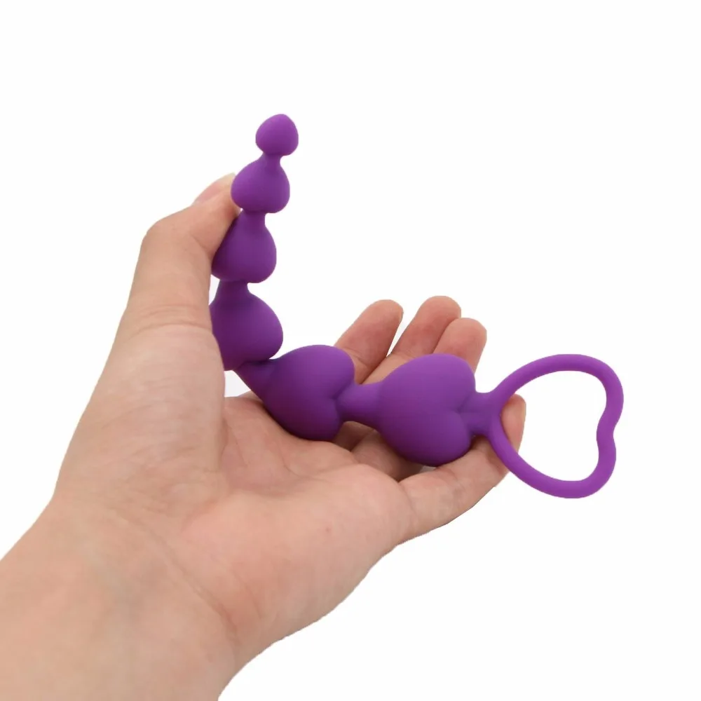 YEMA Ring-pull Heart Shaped Anal Beads Tail Plug Prostata Massage Silicone Butt For Adults Sex Toys for Woman Men Gay | Красота и