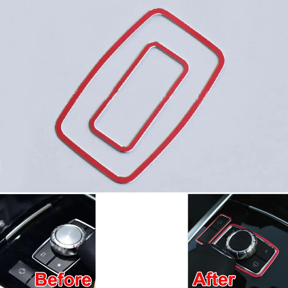 

2pcs Aluminum Multimedia Switch Console ES Button Cover Trim For Benz E Class E200 E250 E300 E350 E400 E500 E63 AMG 2012-2016