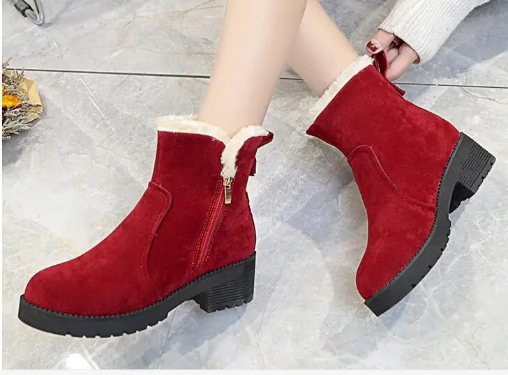 Новые модные теплые зимние ботинки для женщин и детей на низком каблуке Новое - Фото №1