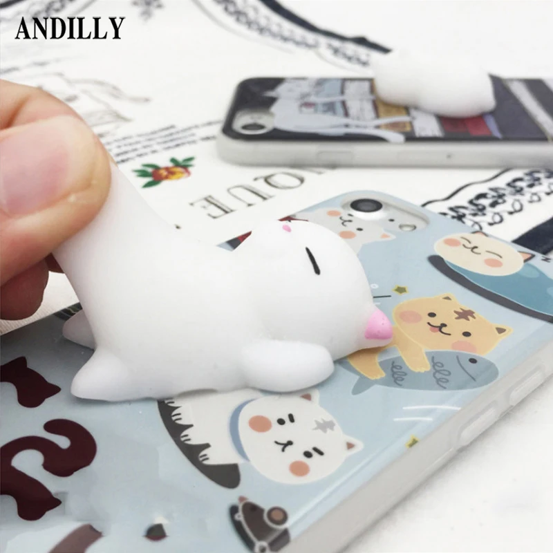 ANDILLY Lovely Squishy 3D TPU Phone Case For OPPO R9 R9S R11 Plus Cute White Silicon Cat Cases Fashion Candy Color Back Cover |