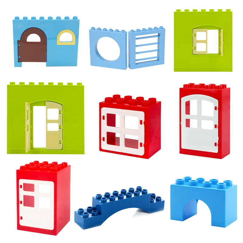 

Big Building Blocks Accessory City House Architecture Wall Door Window Bridge Brick Compatible Big Size Toys For Children Gift