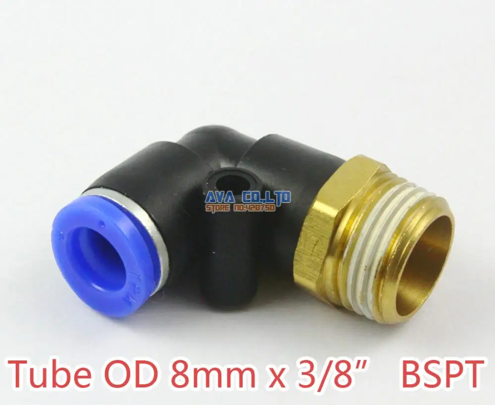 

10 Pieces Tube OD 8mm x 3/8" BSPT Male Elbow Pneumatic Connector Push In To Connect Fitting One Touch Quick Release Air Fitting