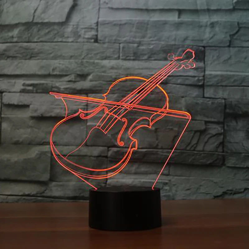 3D ночники для скрипки светодиодный музыкальные инструменты ночная лампа с
