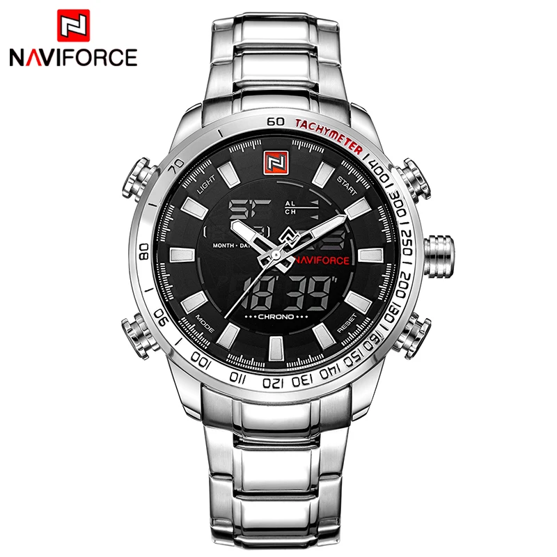 Часы NAVIFORCE мужские спортивные аналоговые водонепроницаемые со стальным