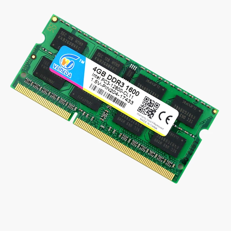 veineda laptop ddr3 4gb 8gb 1333 1600mhz pc3 12800 so dimm ram compatible ddr3 1333 pddr 3 204pin for amd intel laptop free global shipping
