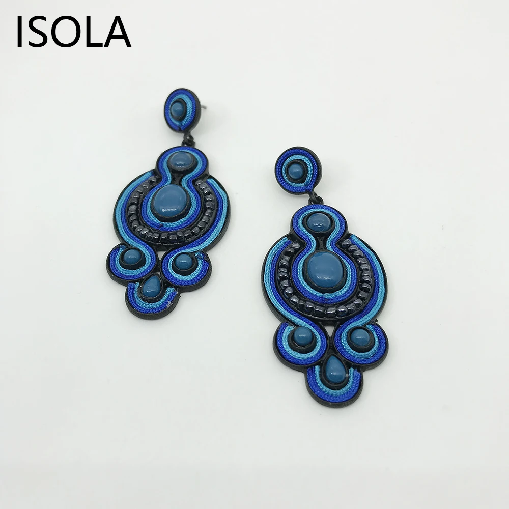 Винтажные серьги капли ISOLA из смолы и горного хрусталя в этническом стиле