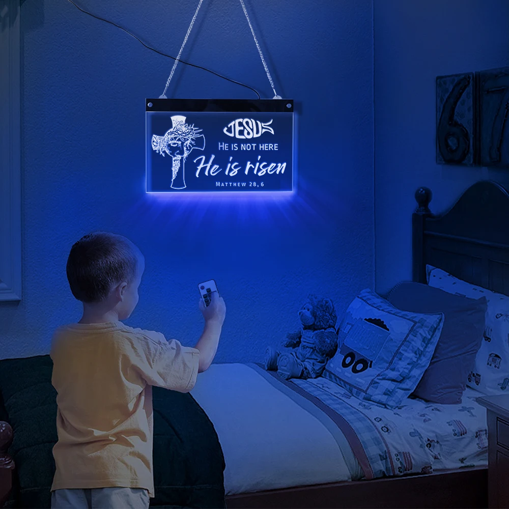 Иисус крест Христос портрет он поднялся религиозная Пасха светодиодная