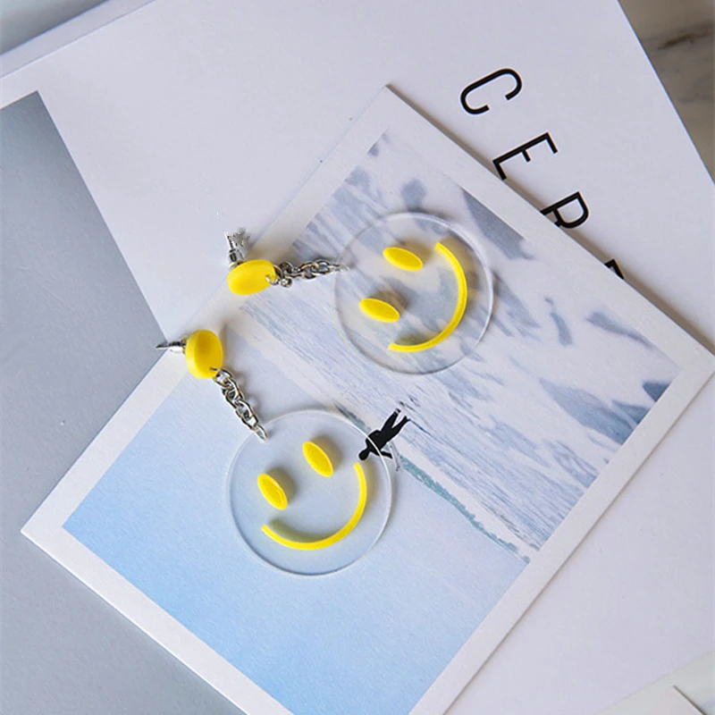 Doreen Box хит продаж смайлик серьги-гвоздики новинка женская мода акрил прозрачный