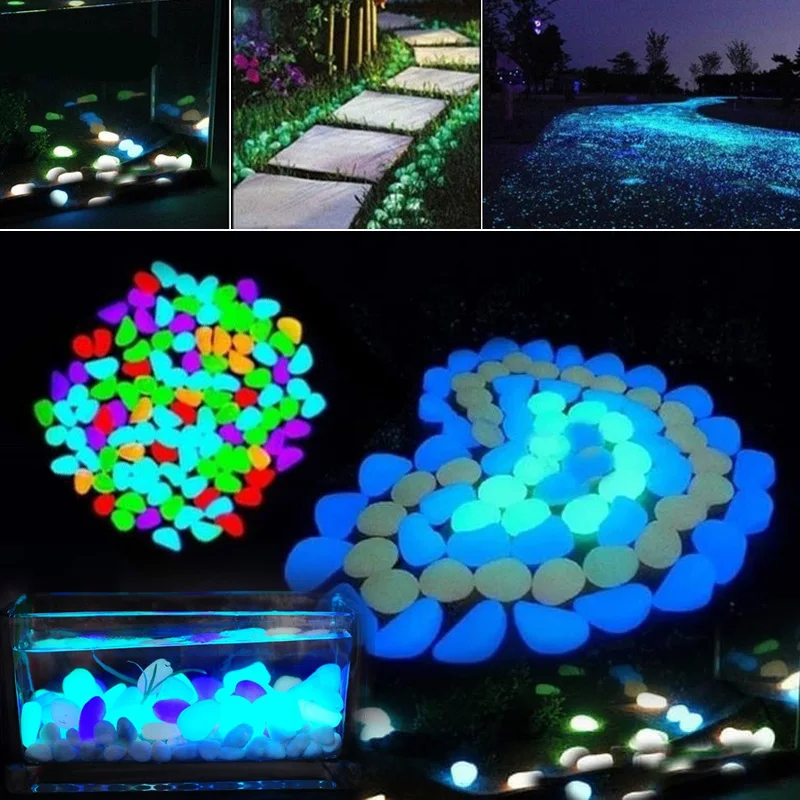 100 шт светящиеся галечные камни домашнее украшение для аквариума садовые