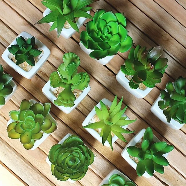 Горячая Распродажа! 12 шт./компл. Мини Искусственные Горшечные растения