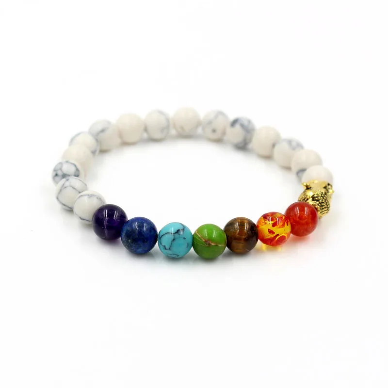 Модный 8 мм белый Howlite камень бисера 7 Чакра Исцеление баланс подвеска в виде