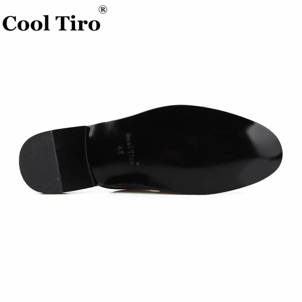 Cool Tiro/темно-синий лакированной кожи Тапочки Для мужчин Шлёпанцы дважды монах скольжения на Туфли без каблуков Для мужчин обувь ручной работы повседневная обувь большие Размеры черный