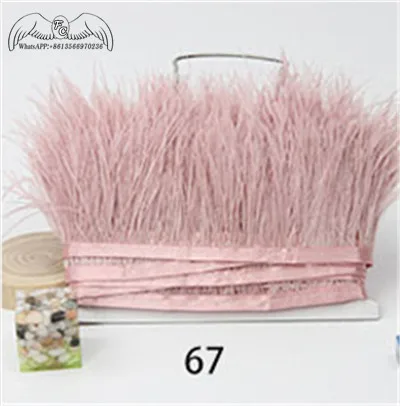 leather pink 10 ярдов, 8-10 см, натуральное пушистое страусиное перо, отделка, сделай сам, украшение одежды, перо, лента, платье/юбка/украшение для рукоделия - Цвет: leather pink