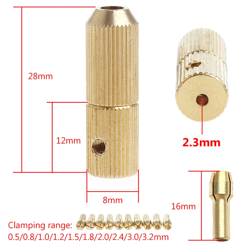 

1+10Pcs 0.5-3.2mm Micro Twist Hand Drill Kit Chuck Electric Drill Bit Collet 2.3mm