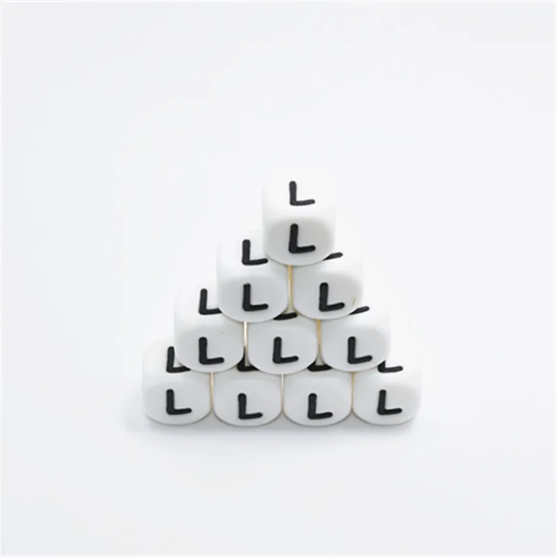 10 PCS L English Alphabet Silicone Letter Bead DIY Baby Teething Beads Pendant Toy Necklace Food Grade 12 MM | Украшения и