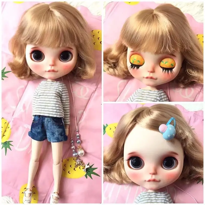 Blyth кукла волнистые вьющиеся волосы парик для 1/6 скальп RBL светлые куклы