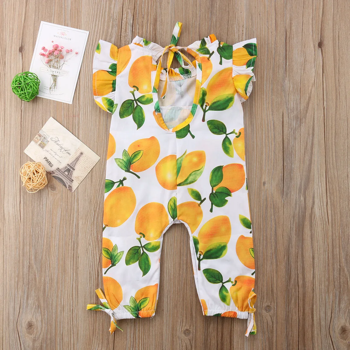 Комбинезон для новорожденных девочек с принтом лимона|Ромперы| |