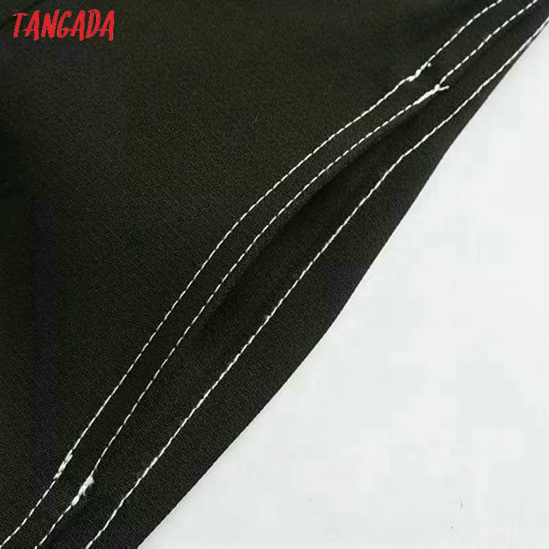 Tangada женские брюки широкие брюки черные брюки на высокой талии брюки с контрастными строчками укороченные брюки кюлоты 4Q02