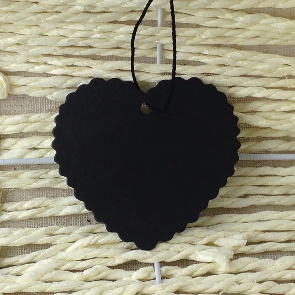 Бесплатная доставка бирки из черной бумаги подарочные для одежды в форме сердца