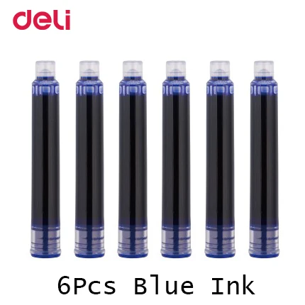 6 pcs blue ink Deli ручка конфетная перьевая ручка канцелярская ручка с синими чернилами модные школьные и деловые принадлежности подарки для детей пишущие инструменты - Цвет: 6 pcs blue ink