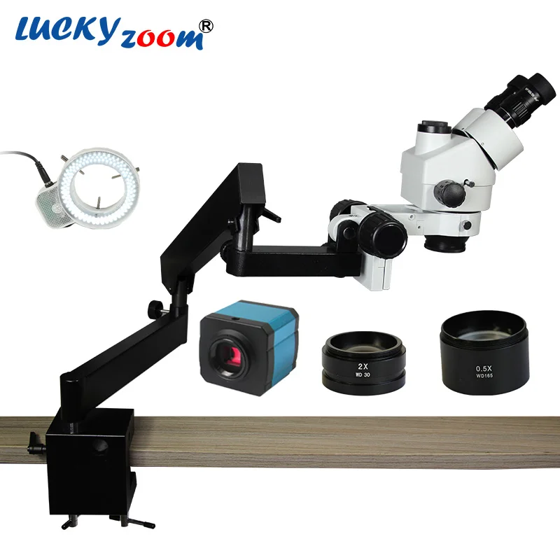 Luckyzoom бренд 3.5X 90X Тринокулярный шарнирной столп зажим 144 светодиодный