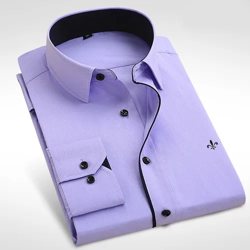 Dudalina Camisa мужские рубашки с длинным рукавом мужская рубашка брендовая одежда умный Повседневный тонкий крой Camisa Social Masculina Chemise Homme - Цвет: 2018purple