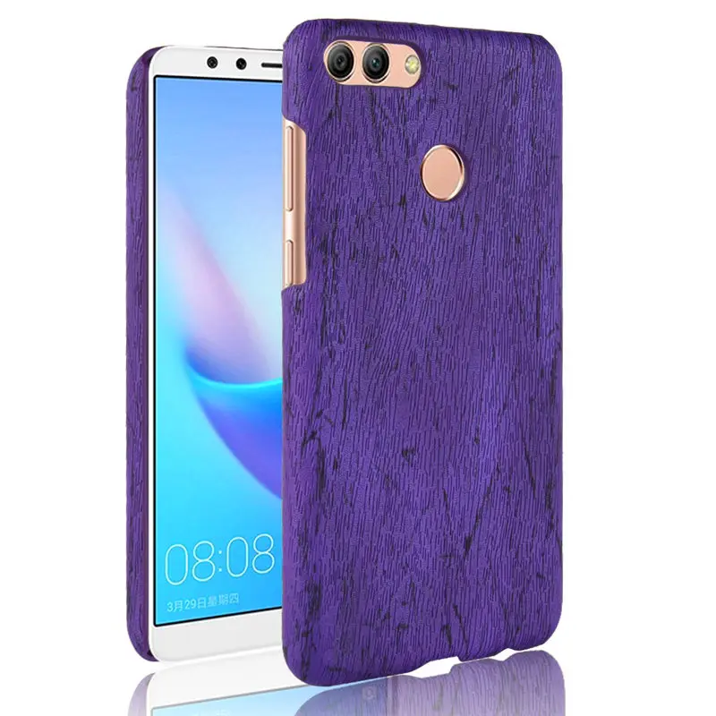 

SuliCase Leather Case for Huawei Y9 2018 Wood Grain Phone Case Cover for Huawei Y9 2018 Enjoy 8 Plus 8Plus Hard PC Frame Cover